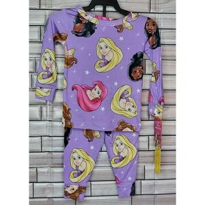 New Disney Princess Pajamas Girls‎ 12M Purple Long Sleeve Sleepwear Set